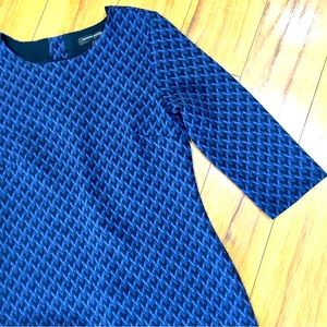 Banana Republic navy blue herringbone diamond pattern cotton mini dress